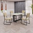 Conjunto Sala de Jantar Mesa 120x90cm Base Pérola Tampo Mdf Laca com Vidro Napoli