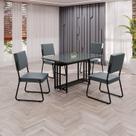 Conjunto Sala de Jantar Mesa 120x90cm Base Pérola Tampo MDF Laca com Vidro Napoli Preto/Grafite