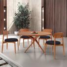 Conjunto Sala de Jantar Mesa 135cm Tampo Redondo Laminado e 4 Cadeiras Hope