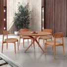 Conjunto Sala de Jantar Mesa 135cm Tampo Redondo Laminado e 4 Cadeiras Hope