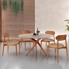 Conjunto Sala de Jantar Mesa 135cm Tampo Redondo Texturizado e 4 Cadeiras Hope