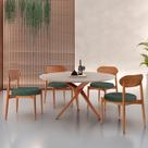 Conjunto Sala de Jantar Mesa 135cm Tampo Redondo Texturizado e 4 Cadeiras Hope