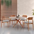 Conjunto Sala de Jantar Mesa 135cm Tampo Redondo Texturizado e 4 Cadeiras Hope