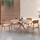 Conjunto Sala de Jantar Mesa 135cm Tampo Redondo Texturizado e 4 Cadeiras Hope