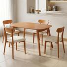 Conjunto Sala de Jantar Mesa 135x80cm Tampo MDF Laminado 4 Cadeiras Madeira Maciça Ceci Yescasa
