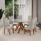 Conjunto Sala de Jantar Mesa 137cm com Tampo de Vidro Mônaco com 6 Cadeiras Grécia Madetal