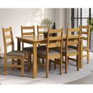 Conjunto Sala de Jantar Mesa 140cm e 6 Cadeiras Estofadas 100% Madeira Maciça Serena Espresso Móveis Nogueira/Mascavo Conjunto Sala de Jantar Mesa 140cm e 6 Cadeiras Estofadas 100% Madeira Maciça Serena Espresso Móveis Nogueira/Mascavo