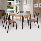 Conjunto Sala de Jantar Mesa 140cm X 77cm Tampo Vidro com 6 Cadeiras Jade