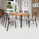 Conjunto Sala de Jantar Mesa 140cm X 77cm Tampo Vidro com 6 Cadeiras Jade