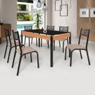 Conjunto Sala de Jantar Mesa 140cm X 77cm Tampo Vidro com 6 Cadeiras Jade