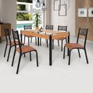 Conjunto Sala de Jantar Mesa 140cm X 77cm Tampo Vidro com 6 Cadeiras Jade Preto Fosco/Caramelo Conjunto Sala de Jantar Mesa 140cm X 77cm Tampo Vidro com 6 Cadeiras Jade Preto Fosco/Caramelo