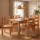 Conjunto Sala de Jantar Mesa 140x74cm com 6 Cadeiras Madeira Amêndoa Marin