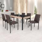 Conjunto Sala de Jantar Mesa 140x80cm Tampo Vidro com 6 Cadeiras Dubai