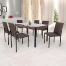 Conjunto Sala de Jantar Mesa 140x80cm Tampo Vidro com 6 Cadeiras Dubai