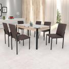 Conjunto Sala de Jantar Mesa 140x80cm Tampo Vidro com 6 Cadeiras Dubai