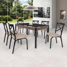 Conjunto Sala de Jantar Mesa 140x80cm Tampo Vidro com 6 Cadeiras Karina