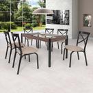 Conjunto Sala de Jantar Mesa 140x80cm Tampo Vidro com 6 Cadeiras Karina