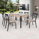 Conjunto Sala de Jantar Mesa 140x80cm Tampo Vidro com 6 Cadeiras Karina