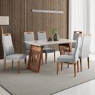 Conjunto Sala de Jantar Mesa 154cm com Tampo de Vidro Moscou com 6 Cadeiras Grécia Madetal