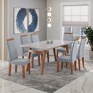 Conjunto Sala de Jantar Mesa 154cm com Tampo de Vidro Onix e 6 Cadeiras Atlas Madetal