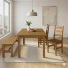 Conjunto Sala de Jantar Mesa 160cm 2 Cadeiras e 1 Banco Madeira Maciça Ventimiglia Yescasa