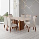 Conjunto Sala de Jantar Mesa 160cm Franc e 6 Cadeiras Cristal Viero