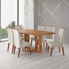 Conjunto Sala de Jantar Mesa 160cm Moscato e 6 Cadeiras Cristal Viero Conjunto Sala de Jantar Mesa 160cm Moscato e 6 Cadeiras Cristal Viero