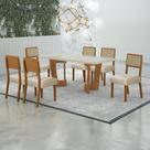 Conjunto Sala de Jantar Mesa 160cm Tampo de 4 Cm com 6 Cadeiras Liz