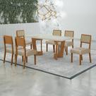 Conjunto Sala de Jantar Mesa 160cm Tampo de 4 Cm com 6 Cadeiras Liz