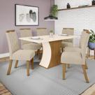 Conjunto Sala de Jantar Mesa 160cm Tampo MDF Canto Reto com 6 Cadeiras Angel Espresso Móveis Conjunto Sala de Jantar Mesa 160cm Tampo MDF Canto Reto com 6 Cadeiras Angel Espresso Móveis