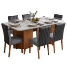 Conjunto Sala de Jantar Mesa 1,60m com Vidro 6 Cadeiras Montreal