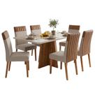 Conjunto Sala de Jantar Mesa 1,60m com Vidro Anjos 6 Cadeiras Montreal Viero