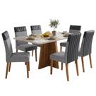 Conjunto Sala de Jantar Mesa 1,60m com Vidro Anjos 6 Cadeiras Montreal Viero