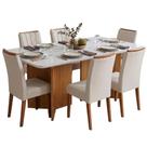 Conjunto Sala de Jantar Mesa 1,60m com vidro Montreal 6 Cadeiras Sofia