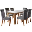 Conjunto Sala de Jantar Mesa 1,60m com Vidro Nadine 6 Cadeiras Montreal