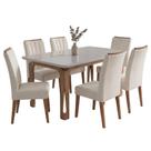 Conjunto Sala de Jantar Mesa 1,60m com Vidro Nadine 6 Cadeiras Sofia Conjunto Sala de Jantar Mesa 1,60m com Vidro Nadine 6 Cadeiras Sofia