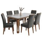 Conjunto Sala de Jantar Mesa 1,60m com Vidro Nadine 6 Cadeiras Sofia
