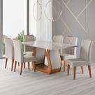 Conjunto Sala de Jantar Mesa 160x80,8cm Tampo com Vidro 6 Cadeiras Inspirare Yescasa