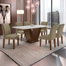 Conjunto Sala de Jantar Mesa 160x80cm Tampo Mdf com 6 Cadeiras Espanha Yescasa