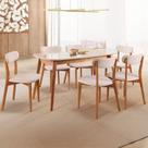 Conjunto Sala de Jantar Mesa 160x80cm Tampo Mdf Laqueado com Vidro Laqueado 6 Cadeiras Ceci Yescasa