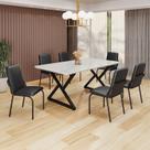 Conjunto Sala de Jantar Mesa 160x90cm Base Império Tampo Mdf Laca com Vidro Malibu