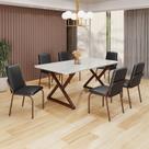 Conjunto Sala de Jantar Mesa 160x90cm Base Império Tampo Mdf Laca com Vidro Malibu Conjunto Sala de Jantar Mesa 160x90cm Base Império Tampo Mdf Laca com Vidro Malibu