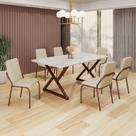 Conjunto Sala de Jantar Mesa 160x90cm Base Império Tampo Mdf Laca com Vidro Malibu