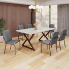 Conjunto Sala de Jantar Mesa 160x90cm Base Império Tampo Mdf Laca com Vidro Malibu Conjunto Sala de Jantar Mesa 160x90cm Base Império Tampo Mdf Laca com Vidro Malibu
