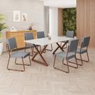 Conjunto Sala de Jantar Mesa 160x90cm Base Império Tampo MDF Laca com Vidro Napoli Marrom/Grafite Conjunto Sala de Jantar Mesa 160x90cm Base Império Tampo MDF Laca com Vidro Napoli Marrom/Grafite