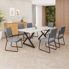 Conjunto Sala de Jantar Mesa 160x90cm Base Império Tampo MDF Laca com Vidro Napoli Preto/Grafite Conjunto Sala de Jantar Mesa 160x90cm Base Império Tampo MDF Laca com Vidro Napoli Preto/Grafite