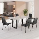 Conjunto Sala de Jantar Mesa 160x90cm Base Lunna Tampo Mdf com Vidro Malibu Conjunto Sala de Jantar Mesa 160x90cm Base Lunna Tampo Mdf com Vidro Malibu