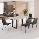 Conjunto Sala de Jantar Mesa 160x90cm Base Lunna Tampo Mdf com Vidro Malibu Conjunto Sala de Jantar Mesa 160x90cm Base Lunna Tampo Mdf com Vidro Malibu