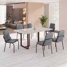 Conjunto Sala de Jantar Mesa 160x90cm Base Lunna Tampo Mdf com Vidro Malibu Conjunto Sala de Jantar Mesa 160x90cm Base Lunna Tampo Mdf com Vidro Malibu