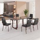 Conjunto Sala de Jantar Mesa 160x90cm Base Lunna Tampo MDF Laca com Vidro Malibu Marrom/Preto Conjunto Sala de Jantar Mesa 160x90cm Base Lunna Tampo MDF Laca com Vidro Malibu Marrom/Preto